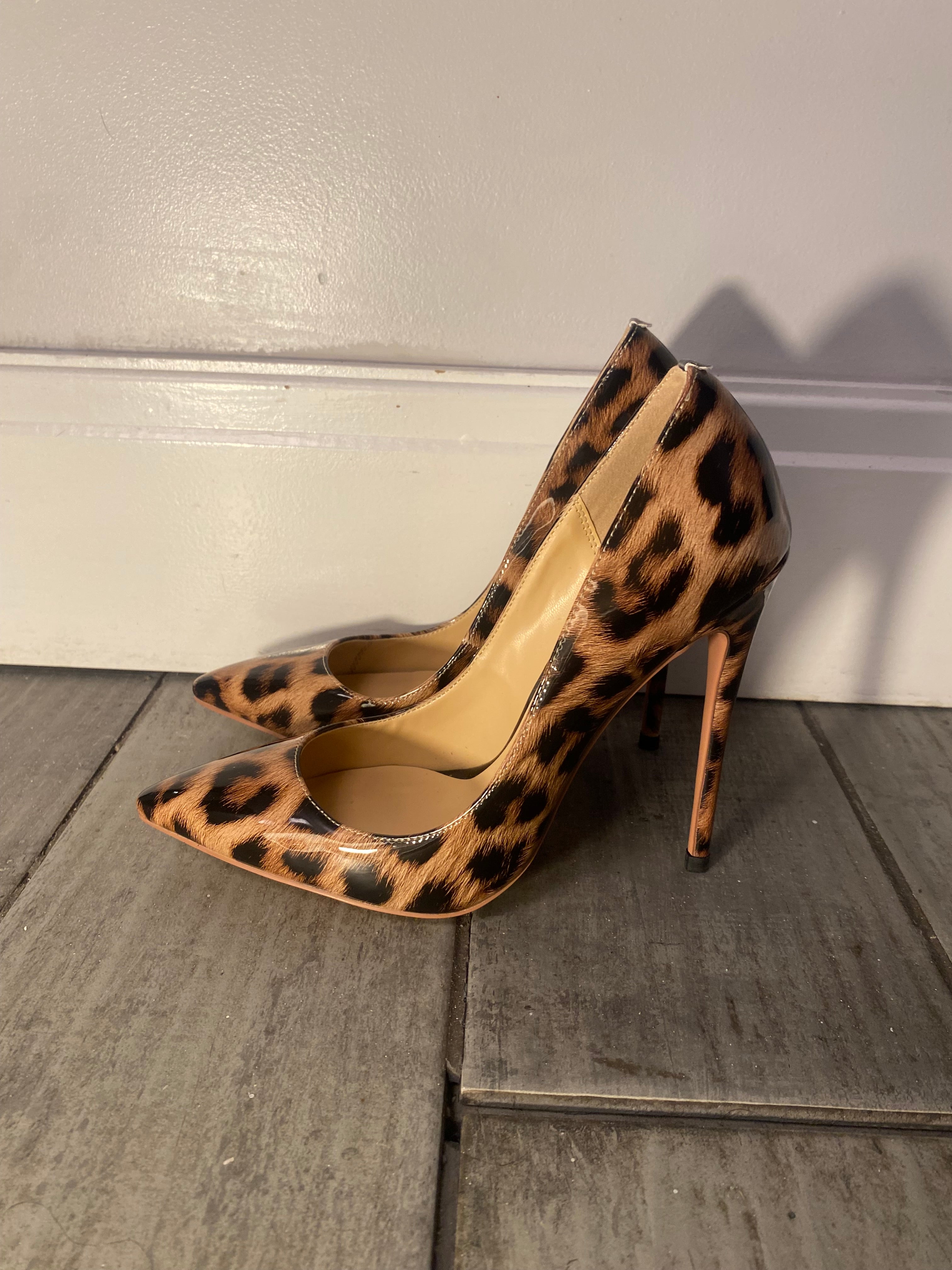 Y2K Leopard Print Stiletto Heels - UK 3.5