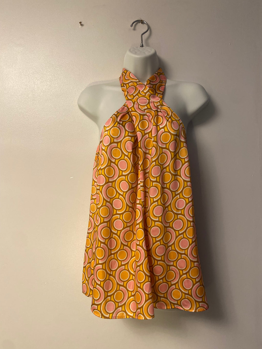 Retro Print Draped Top - Size M