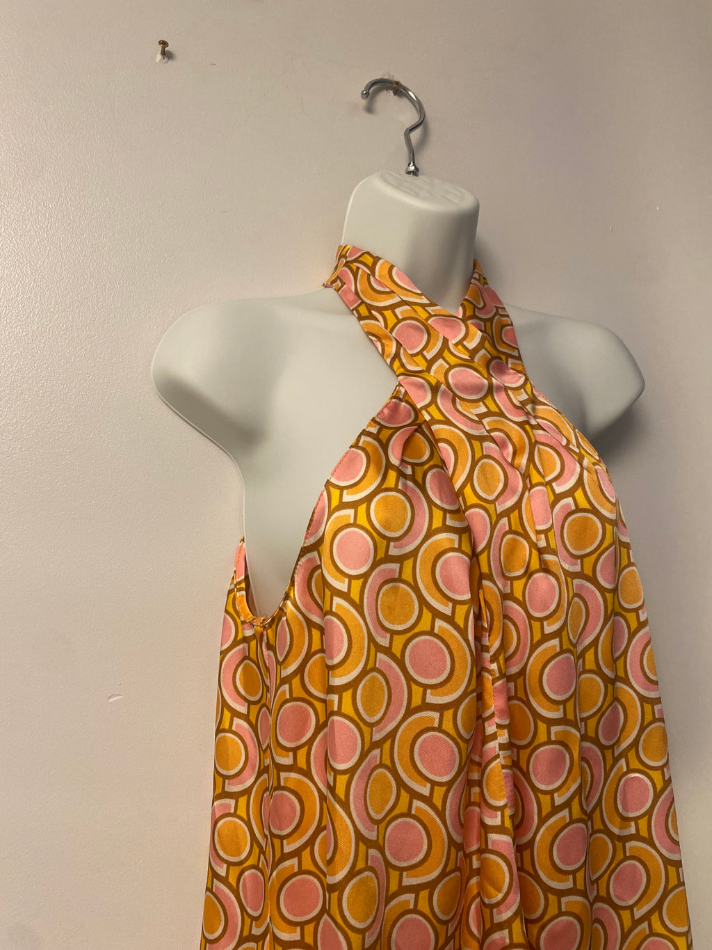 Retro Print Draped Top - Size M
