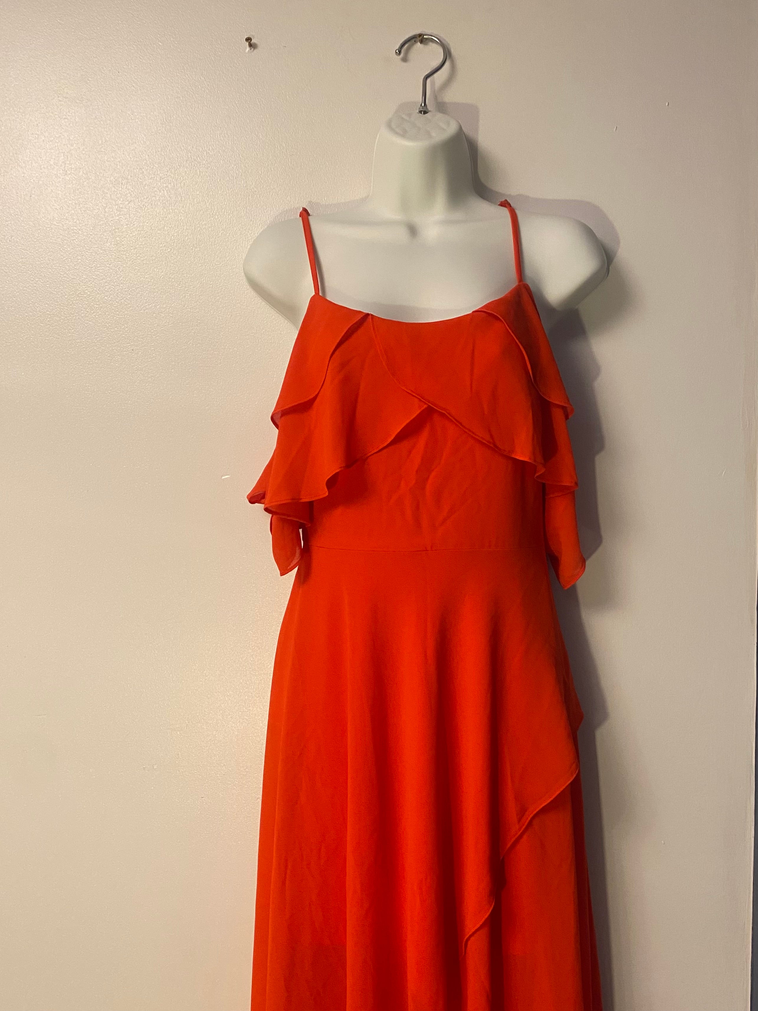 Red Draped Maxi Dress - S