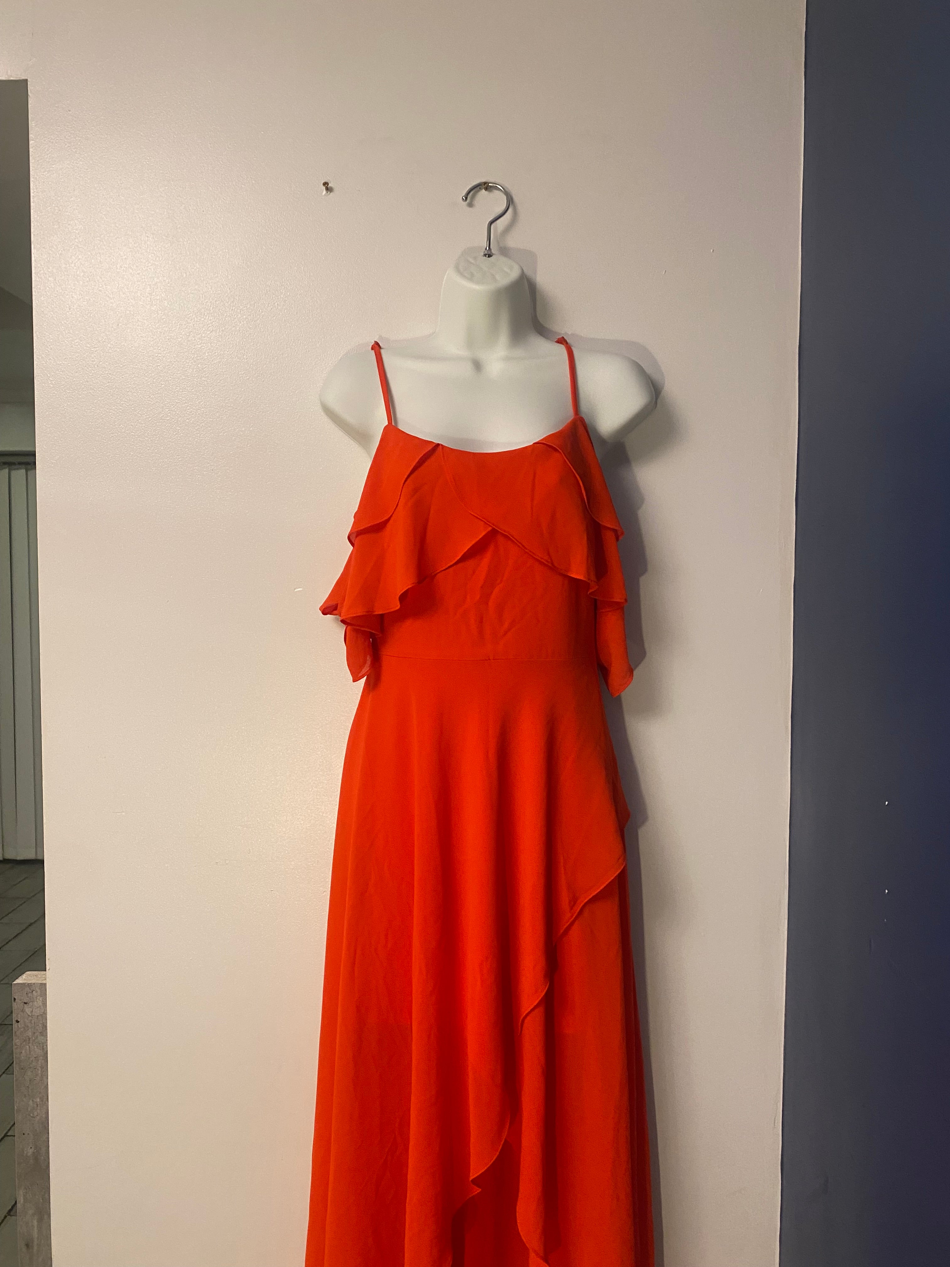 Red Draped Maxi Dress - S