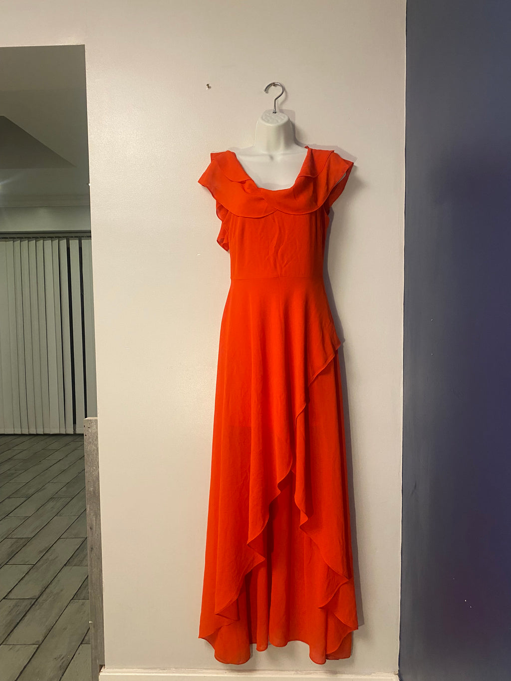 Red Draped Maxi Dress - S