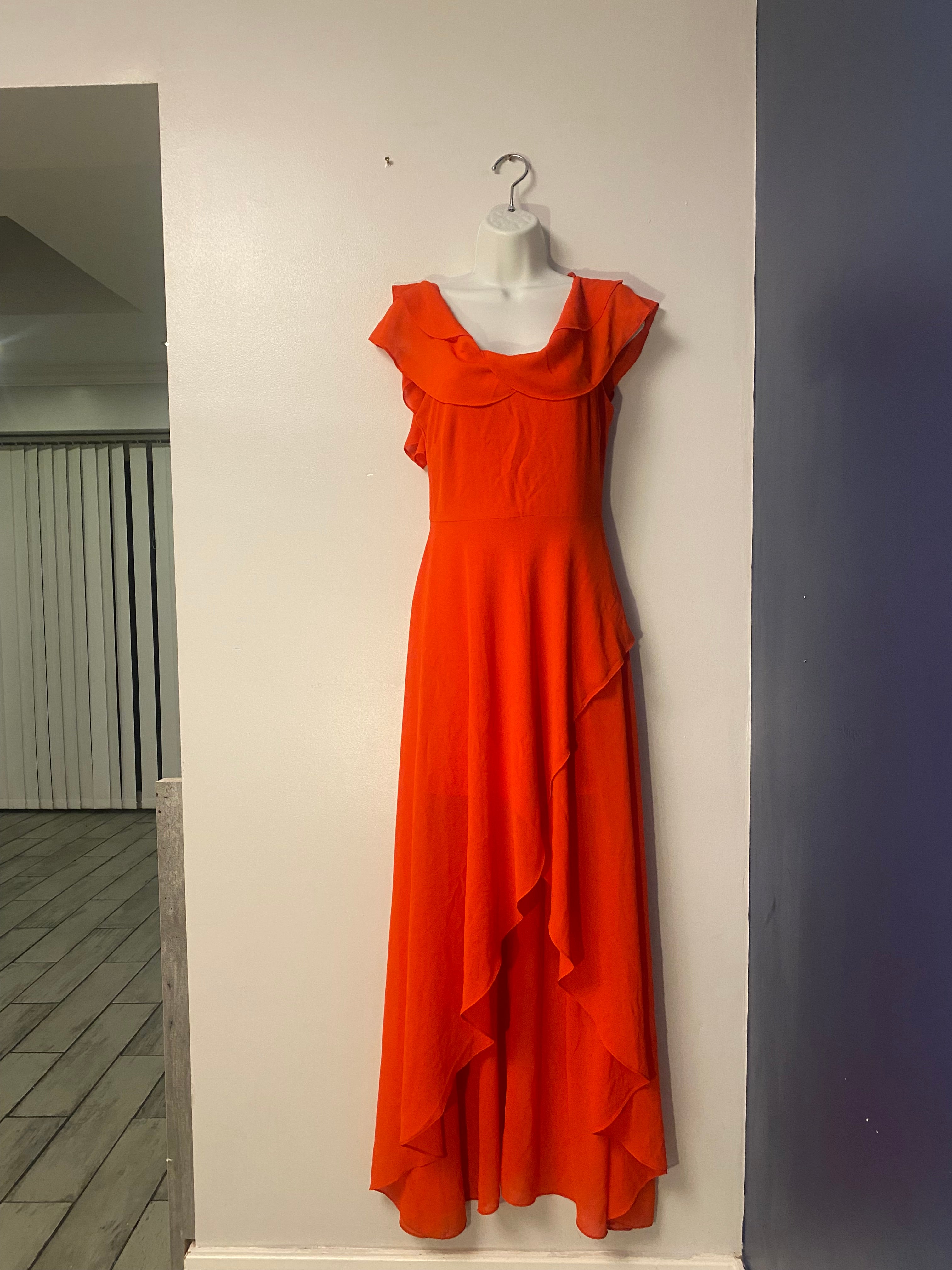 Red Draped Maxi Dress - S