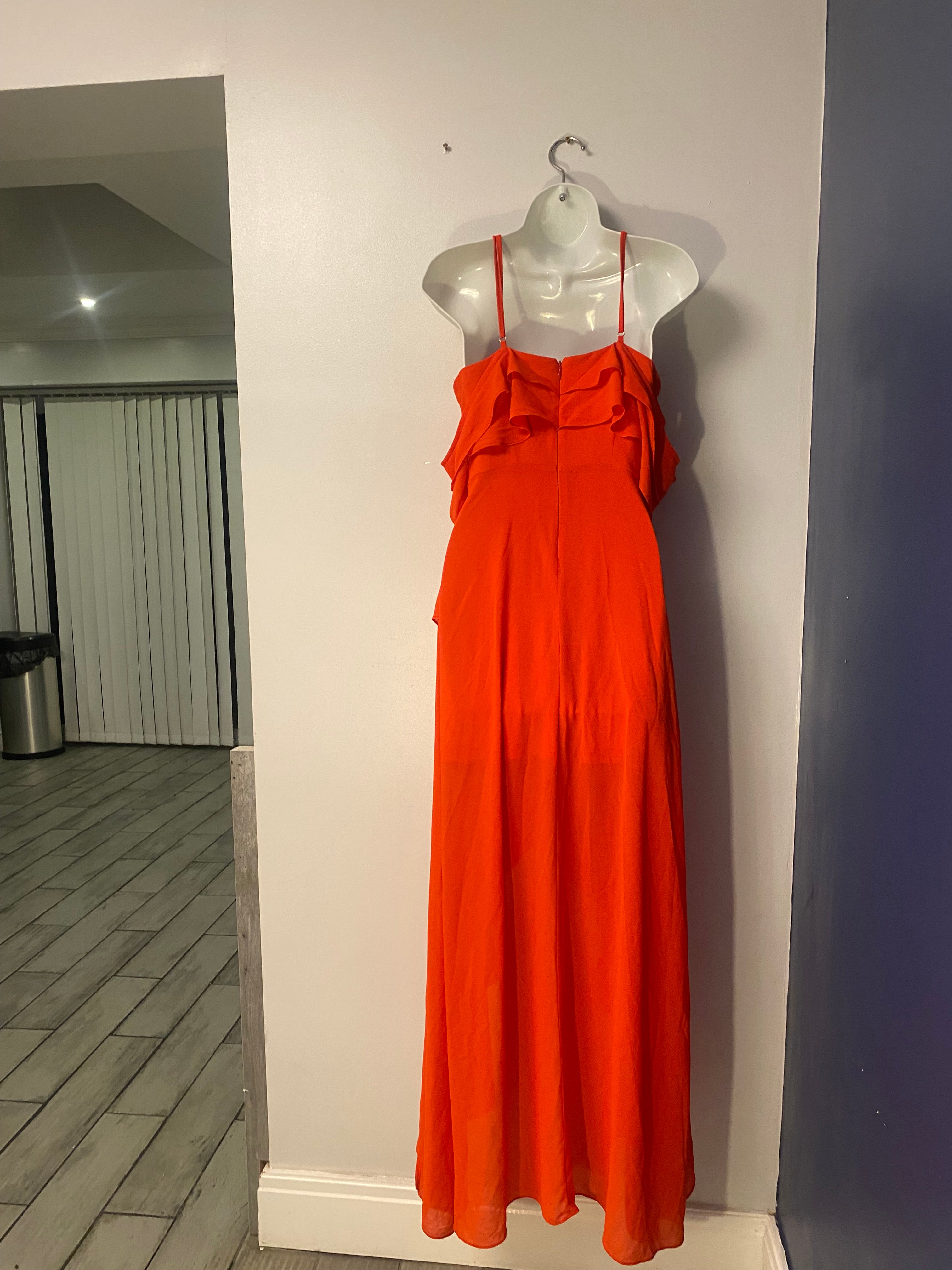 Red Draped Maxi Dress - S