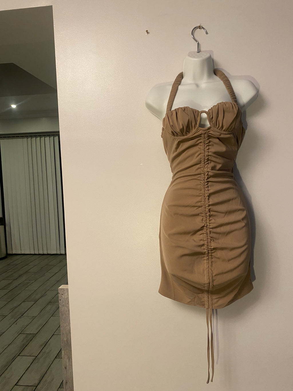 Ruched Halterneck Bodycon Dress - XS