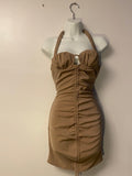 Ruched Halterneck Bodycon Dress - XS