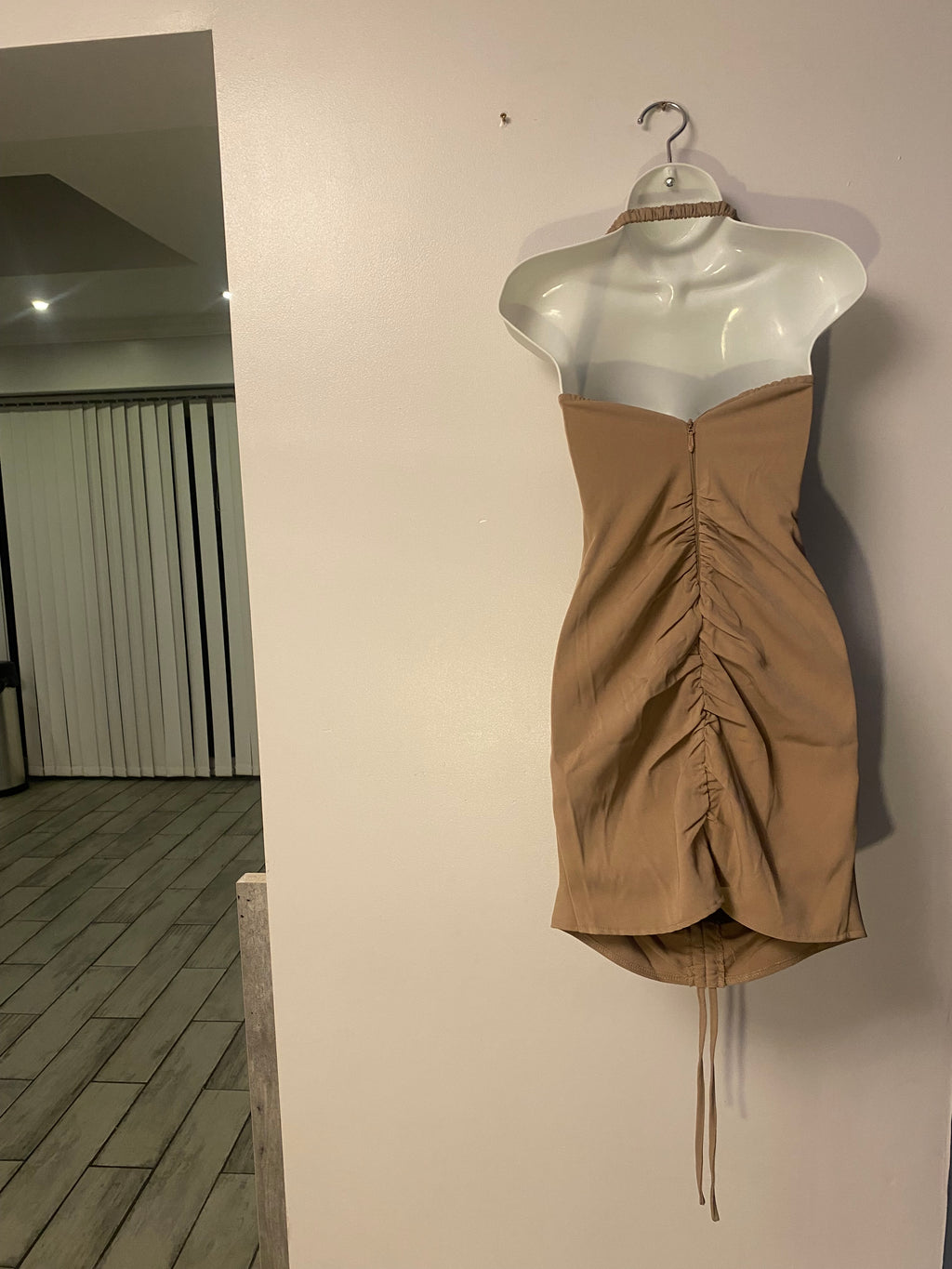 Ruched Halterneck Bodycon Dress - XS